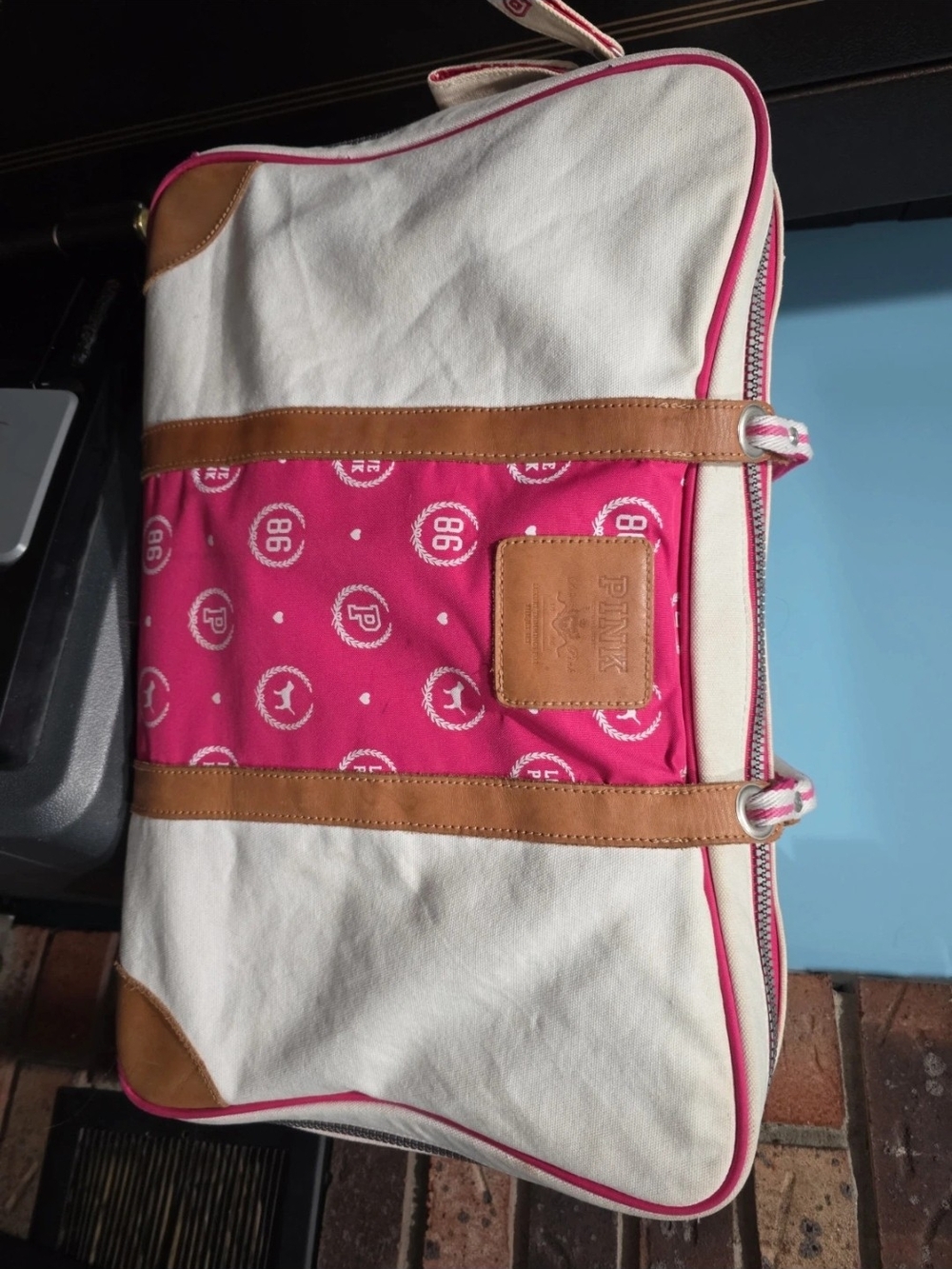 PINK Victoria's Secret Canvas & Pink Accent Weekend Tote